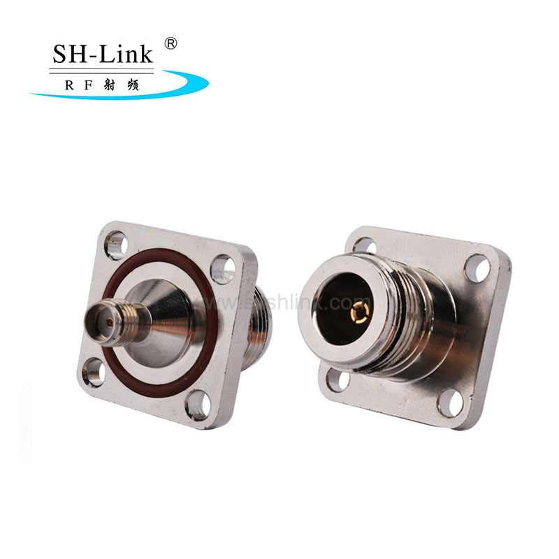 N type female to SMA female waterproof with flange adapter